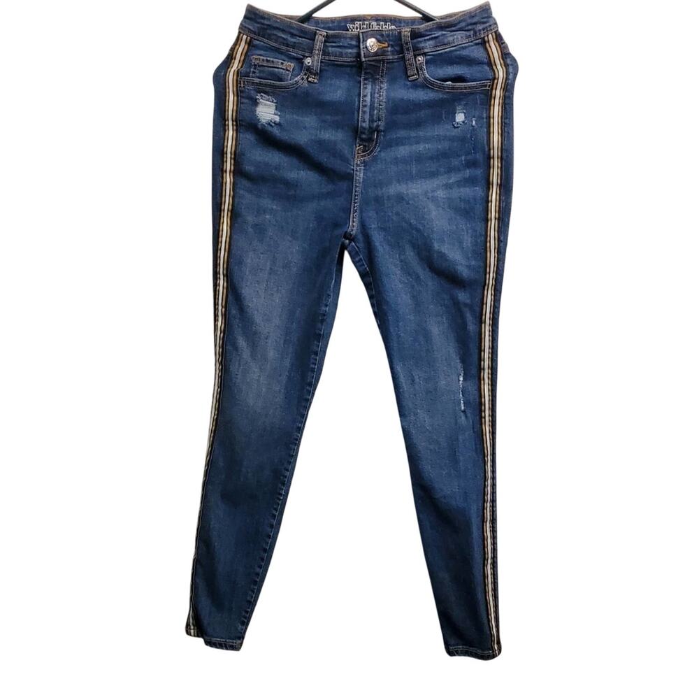 WILD Fable Women's High Rise Distressed Side Stripe Jean Pants Size 6/28R